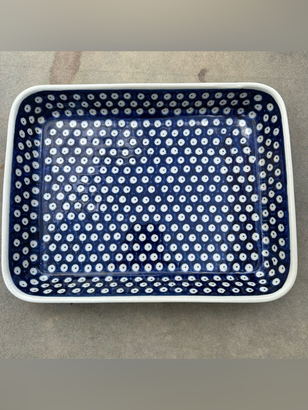 Polish Pottery Baking Dish Blue Eye Stoneware Handmade Poland Boleslawiec 9x12